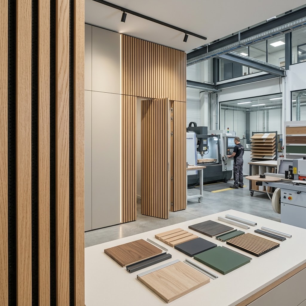 Стеновые панели и рейки 2026: акустика, зонирование и скрытые двери — как это делается на производстве